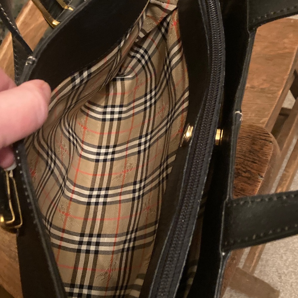 Burberrys London Calfskin Pebbled Leather Tote w/Nova Check Interior Vintage EUC - Picture 5 of 13